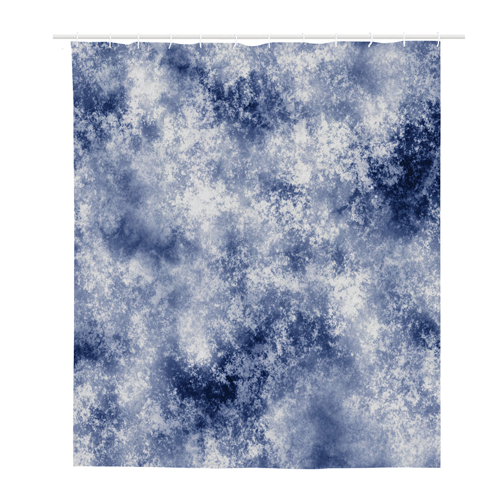 White And Blue Acid Wash Tie Dye Print Polyester Shower Curtain