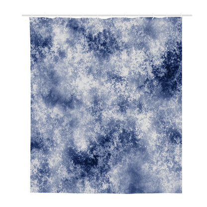 White And Blue Acid Wash Tie Dye Print Polyester Shower Curtain