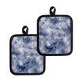 White And Blue Acid Wash Tie Dye Print Pot Holders