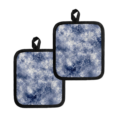 White And Blue Acid Wash Tie Dye Print Pot Holders
