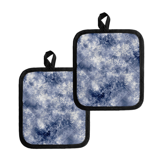 White And Blue Acid Wash Tie Dye Print Pot Holders