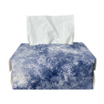 White And Blue Acid Wash Tie Dye Print Rectangle Tissue Box Cover