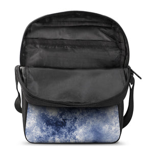 White And Blue Acid Wash Tie Dye Print Rectangular Crossbody Bag