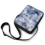 White And Blue Acid Wash Tie Dye Print Rectangular Crossbody Bag