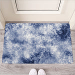 White And Blue Acid Wash Tie Dye Print Rubber Doormat