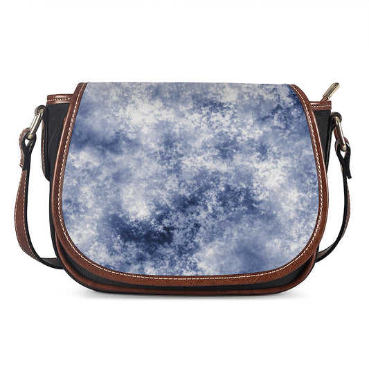 White And Blue Acid Wash Tie Dye Print Saddle Bag