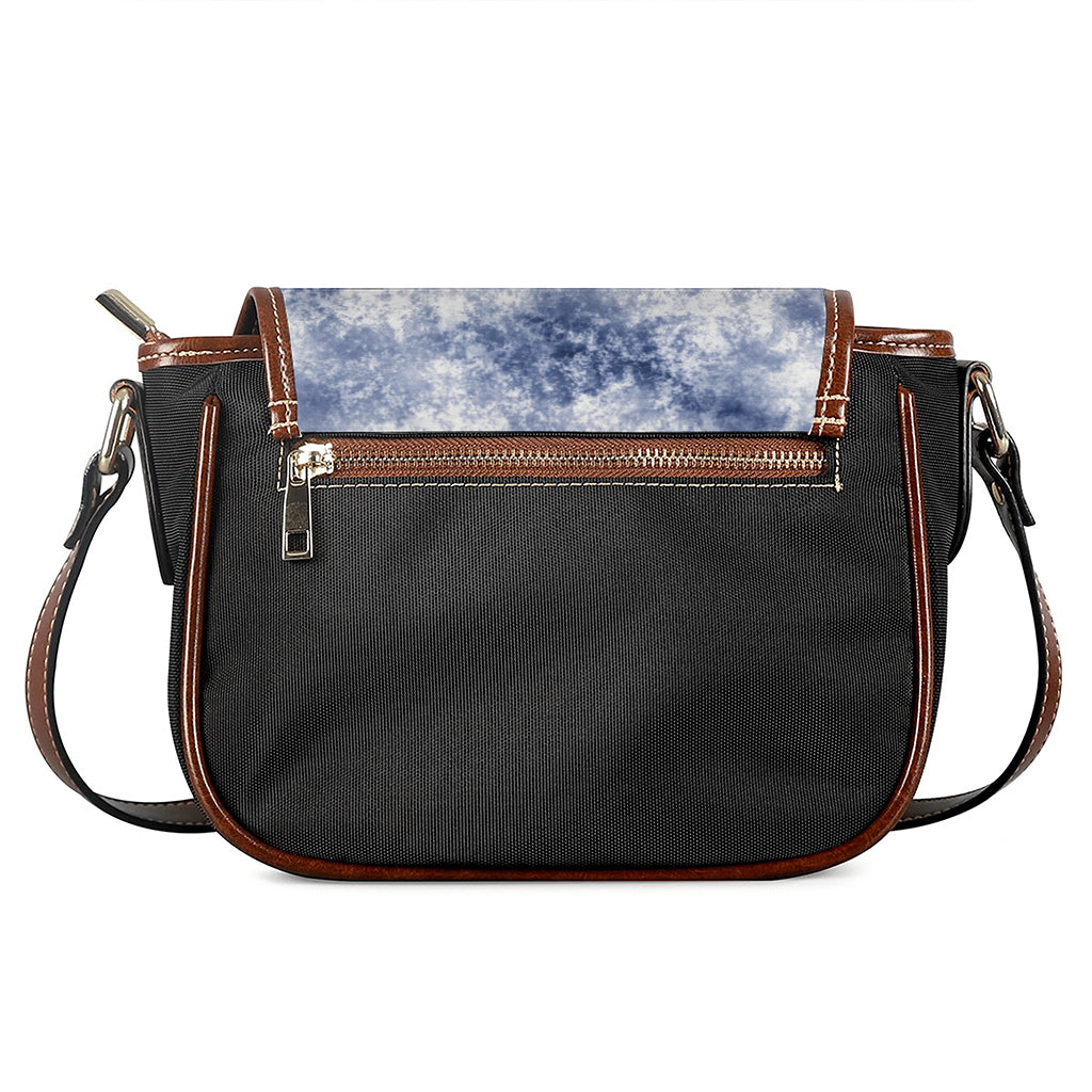 White And Blue Acid Wash Tie Dye Print Saddle Bag