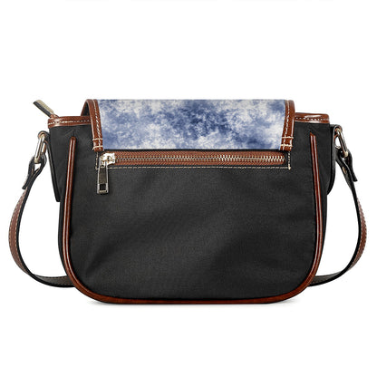 White And Blue Acid Wash Tie Dye Print Saddle Bag