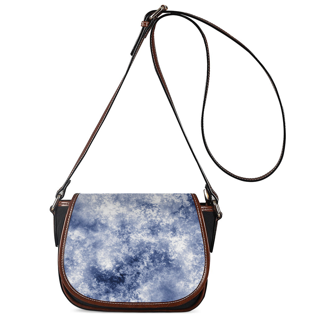 White And Blue Acid Wash Tie Dye Print Saddle Bag