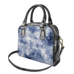 White And Blue Acid Wash Tie Dye Print Shoulder Handbag