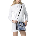 White And Blue Acid Wash Tie Dye Print Shoulder Handbag