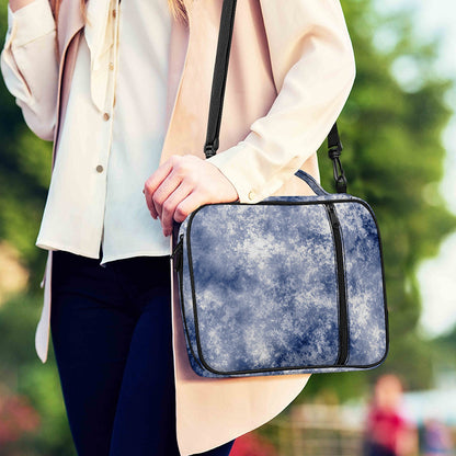 White And Blue Acid Wash Tie Dye Print Shoulder Strap Bible Bag