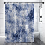 White And Blue Acid Wash Tie Dye Print Shower Curtain