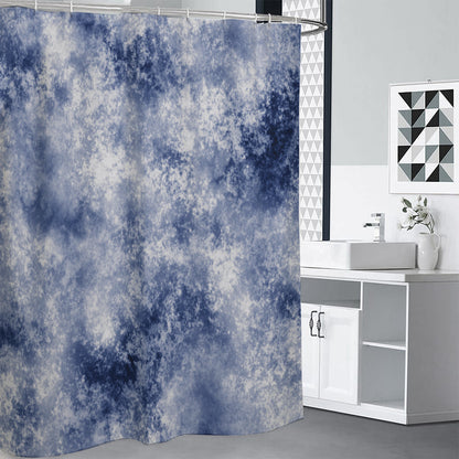 White And Blue Acid Wash Tie Dye Print Shower Curtain