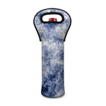White And Blue Acid Wash Tie Dye Print Single Neoprene Wine Tote