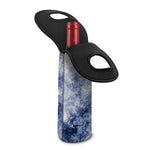 White And Blue Acid Wash Tie Dye Print Single Neoprene Wine Tote