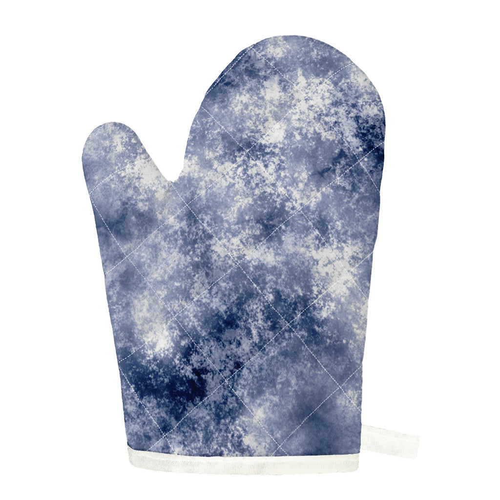 White And Blue Acid Wash Tie Dye Print Single Oven Mitt