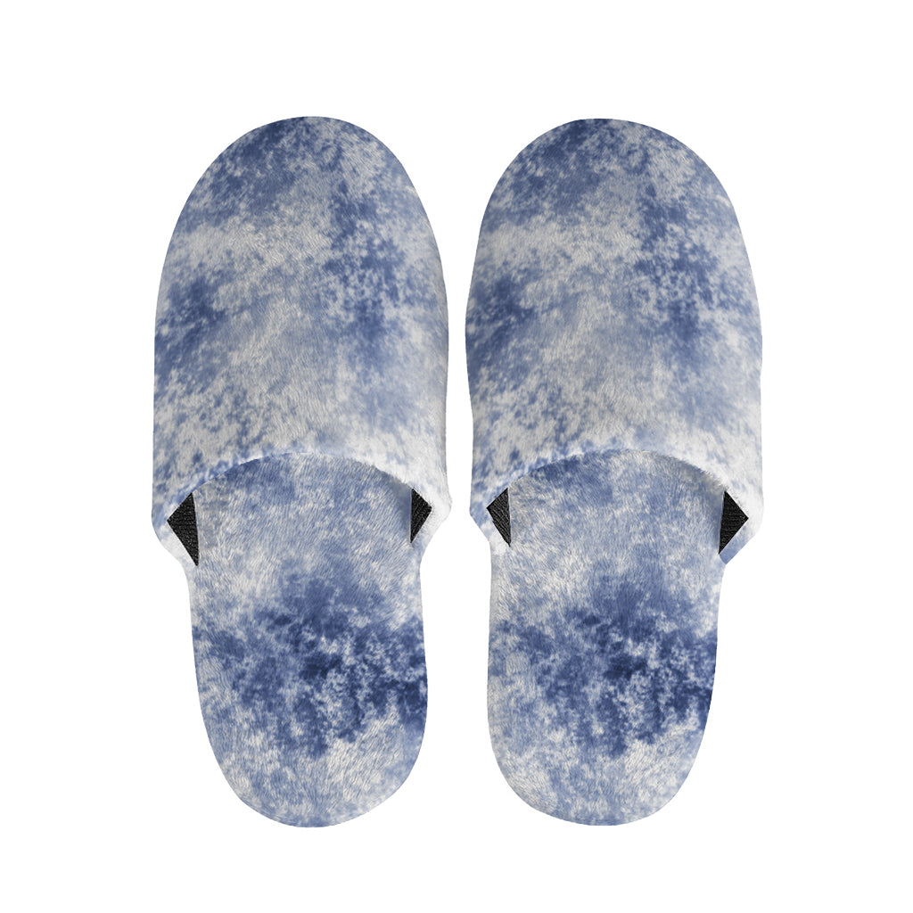 White And Blue Acid Wash Tie Dye Print Slippers