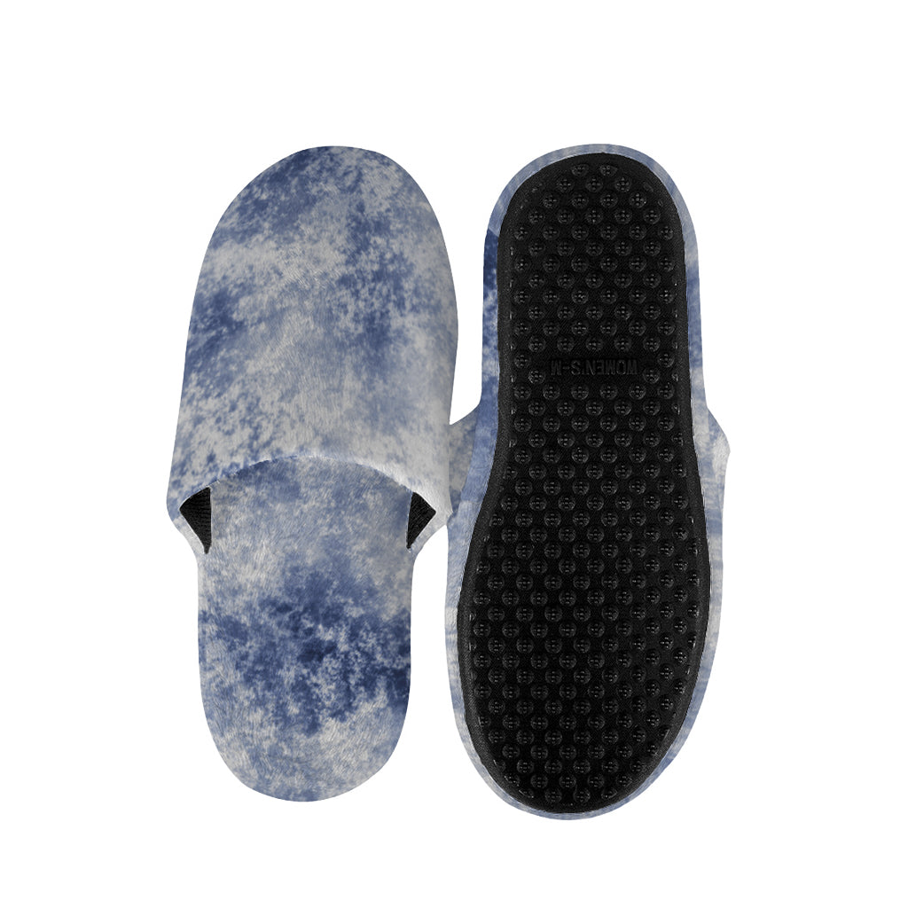 White And Blue Acid Wash Tie Dye Print Slippers