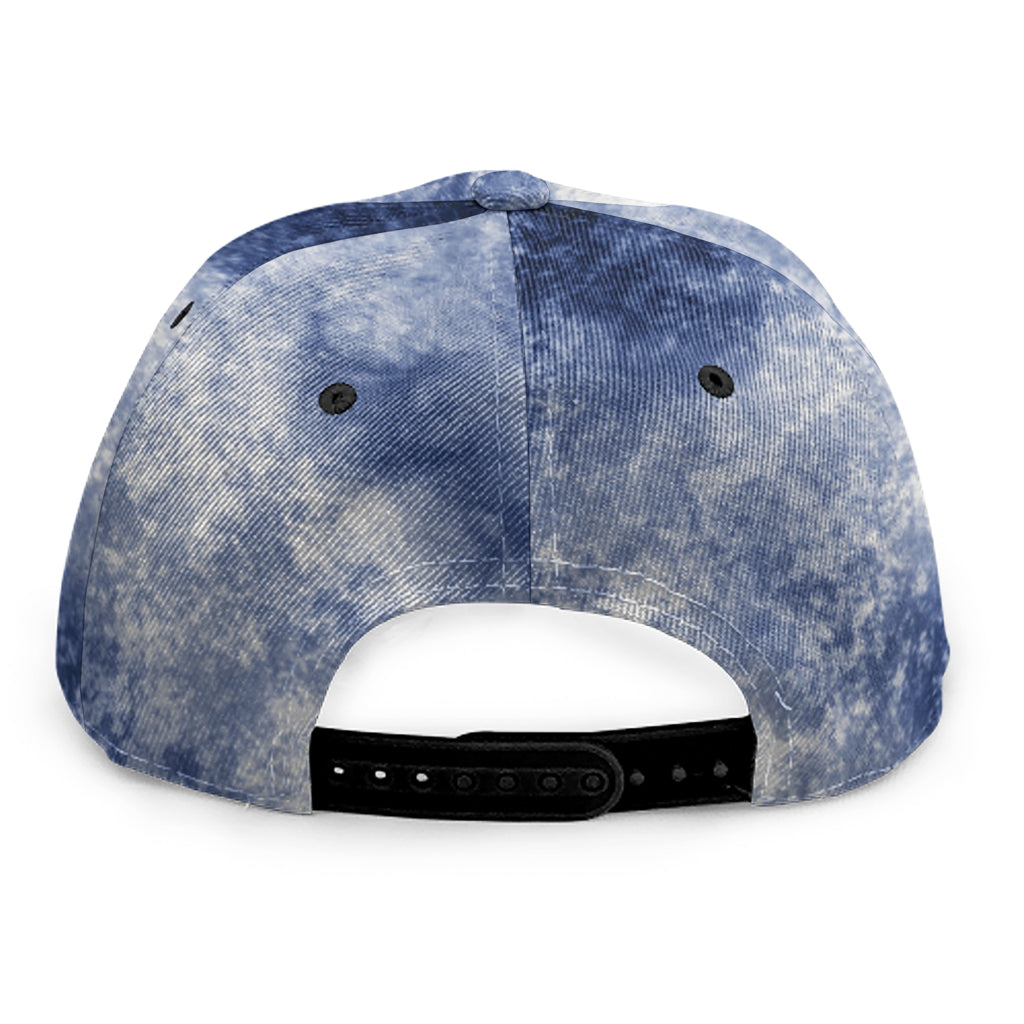 White And Blue Acid Wash Tie Dye Print Snapback Cap