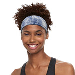 White And Blue Acid Wash Tie Dye Print Sports Headband