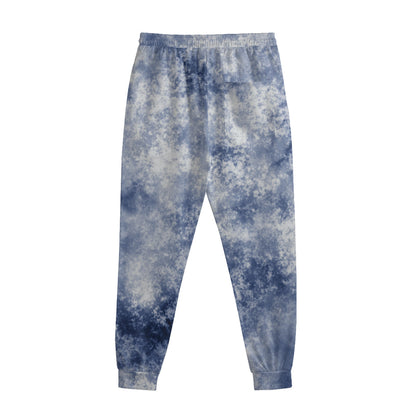 White And Blue Acid Wash Tie Dye Print Sweatpants