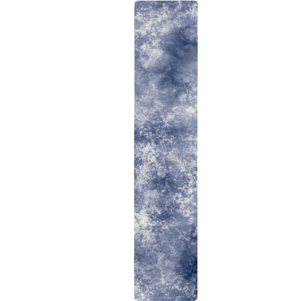 White And Blue Acid Wash Tie Dye Print Table Runner