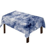 White And Blue Acid Wash Tie Dye Print Tablecloth