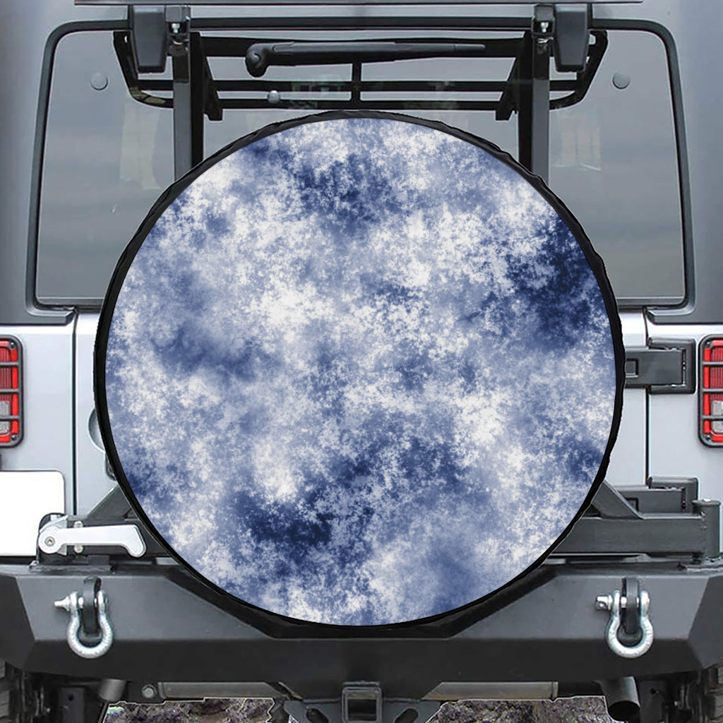 White And Blue Acid Wash Tie Dye Print Tire Cover