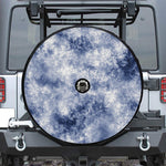 White And Blue Acid Wash Tie Dye Print Tire Cover With Camera Hole