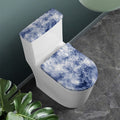 White And Blue Acid Wash Tie Dye Print Toilet Lid And Tank Cover Set