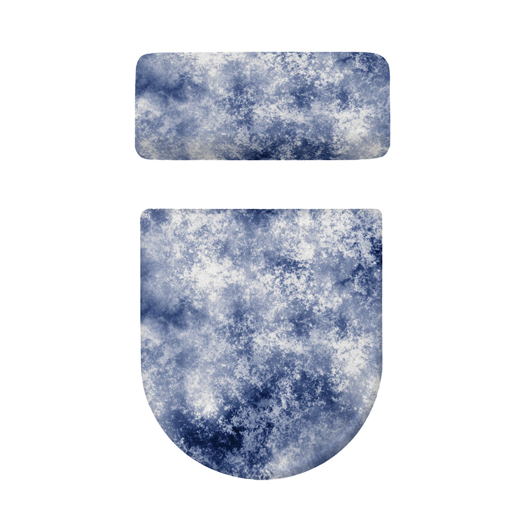 White And Blue Acid Wash Tie Dye Print Toilet Lid And Tank Cover Set