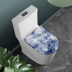 White And Blue Acid Wash Tie Dye Print Toilet Lid Cover