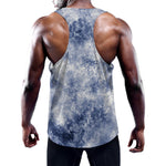 White And Blue Acid Wash Tie Dye Print Training Tank Top
