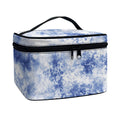 White And Blue Acid Wash Tie Dye Print Travel Makeup Bag