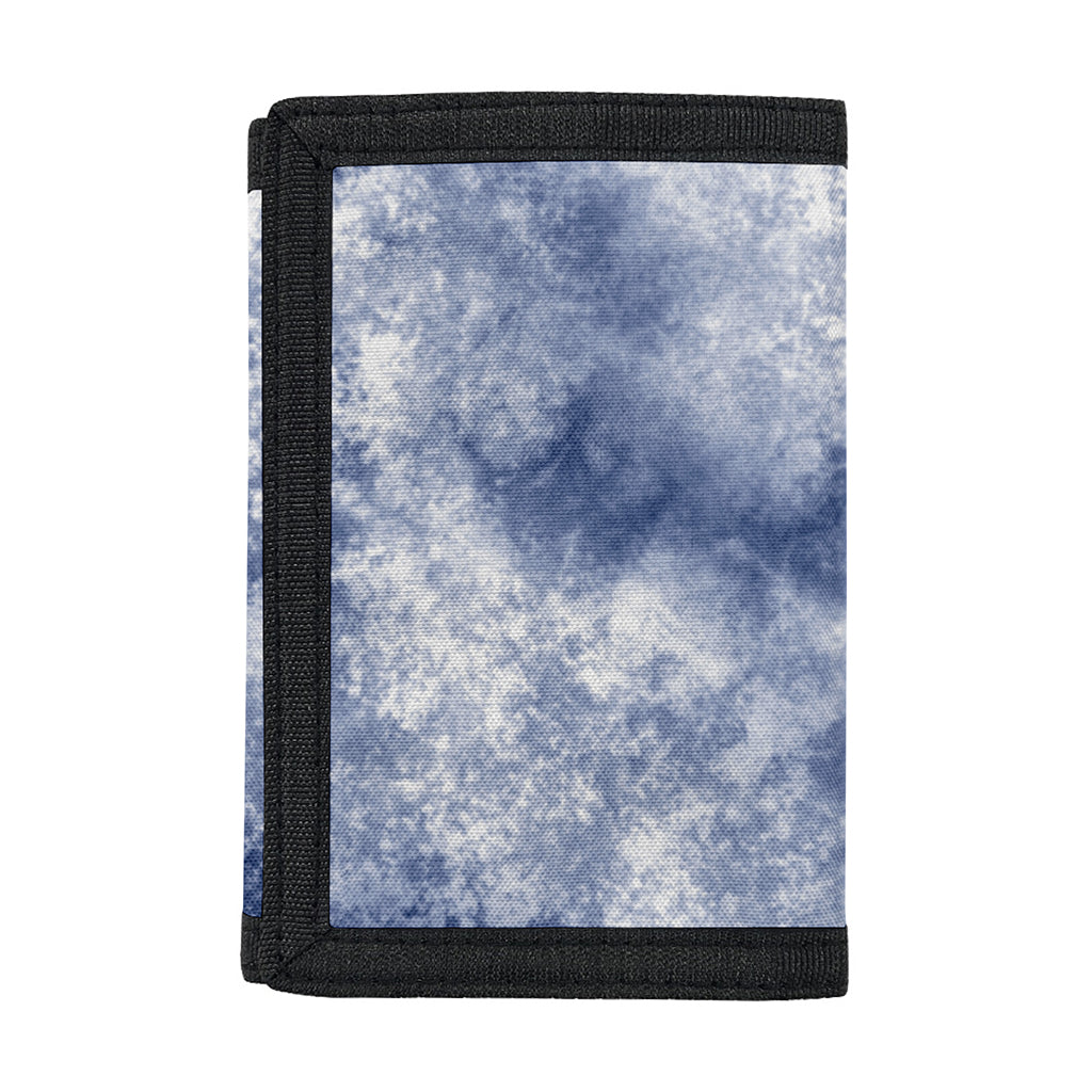 White And Blue Acid Wash Tie Dye Print Trifold Wallet