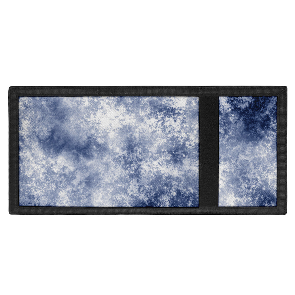 White And Blue Acid Wash Tie Dye Print Trifold Wallet