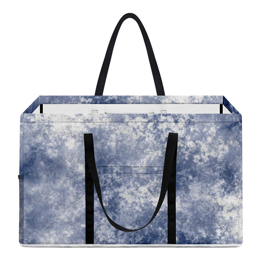 White And Blue Acid Wash Tie Dye Print Utility Tote Bag