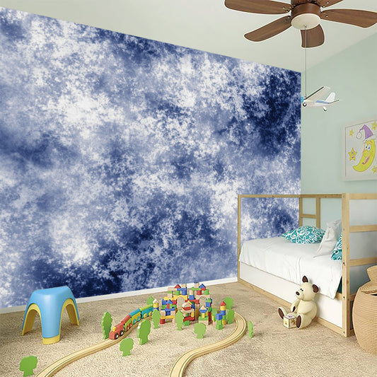 White And Blue Acid Wash Tie Dye Print Wall Sticker
