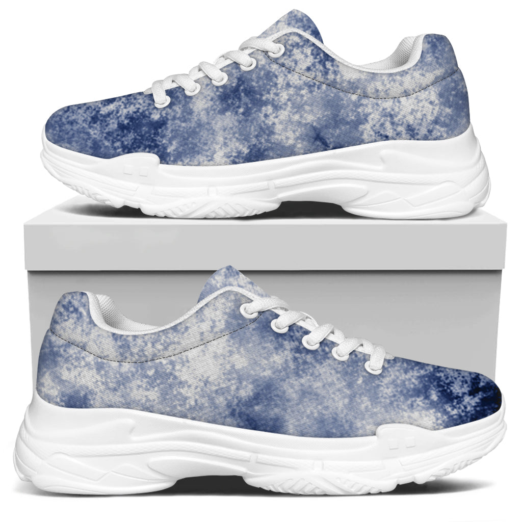 White And Blue Acid Wash Tie Dye Print White Chunky Shoes