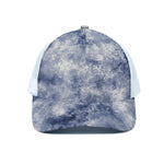 White And Blue Acid Wash Tie Dye Print White Mesh Trucker Cap