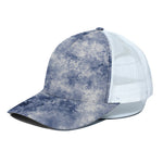 White And Blue Acid Wash Tie Dye Print White Mesh Trucker Cap