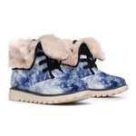 White And Blue Acid Wash Tie Dye Print Winter Boots