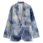 White And Blue Acid Wash Tie Dye Print Women's Blazer