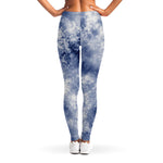 White And Blue Acid Wash Tie Dye Print Women's Leggings