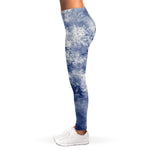 White And Blue Acid Wash Tie Dye Print Women's Leggings