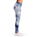White And Blue Acid Wash Tie Dye Print Women's Leggings