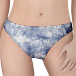 White And Blue Acid Wash Tie Dye Print Women's Thong