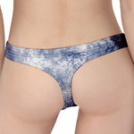 White And Blue Acid Wash Tie Dye Print Women's Thong