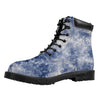 White And Blue Acid Wash Tie Dye Print Work Boots